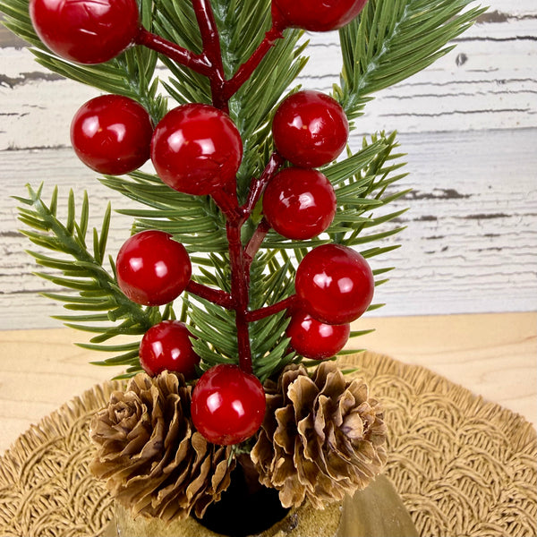 Shore Pine with Red Berries - Faux Greenery / Filler