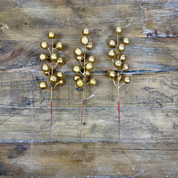 Gold Berry Pick Bundle of 3 - Faux Greenery / Filler