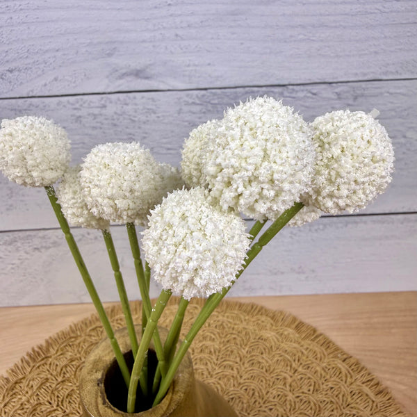 White Faux Billy Ball Bunch | Faux - 9 stems