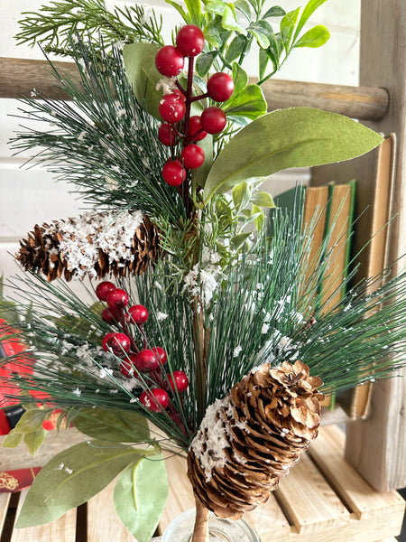 Small snowy pine mix  - faux