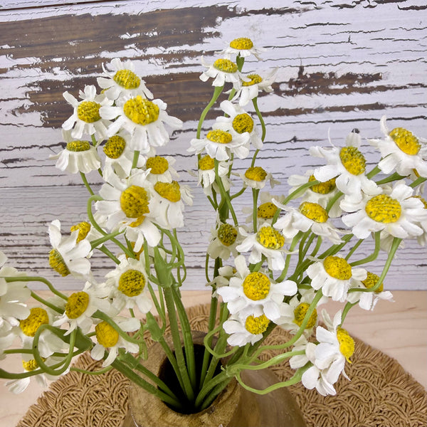 White Pompon Daisy Flowers - Faux Greenery / Filler