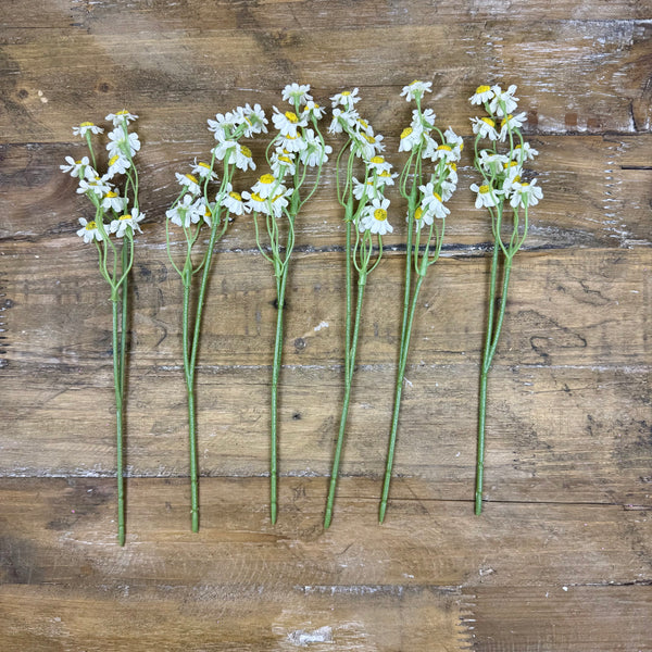 White Pompon Daisy Flowers - Faux Greenery / Filler