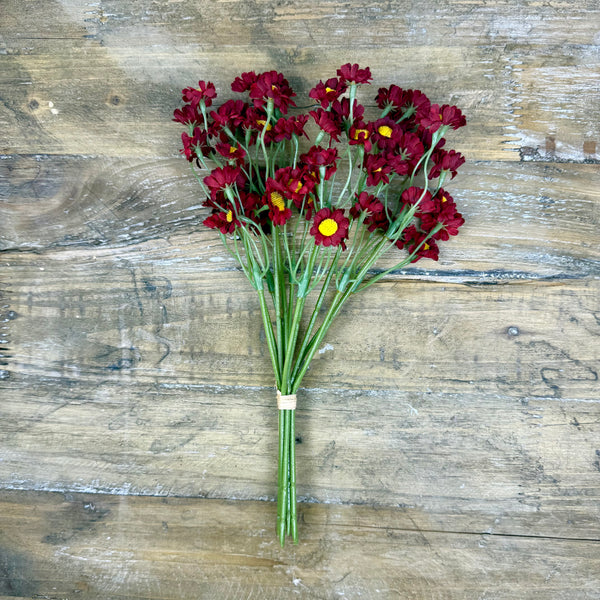 Pompon Daisy Red Flowers - Faux Greenery / Filler