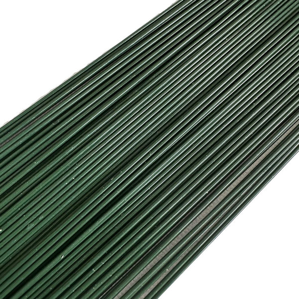 18 gauge Floral Wire Stems | 12" length | 100 count | Painted Green