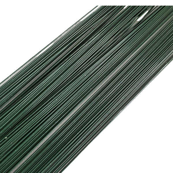20 gauge Floral Wire Stems | 12" length | 100 count | Painted Green
