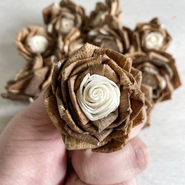 Frills™  Bark Wood Flower  - set of 12-  1.5 inches