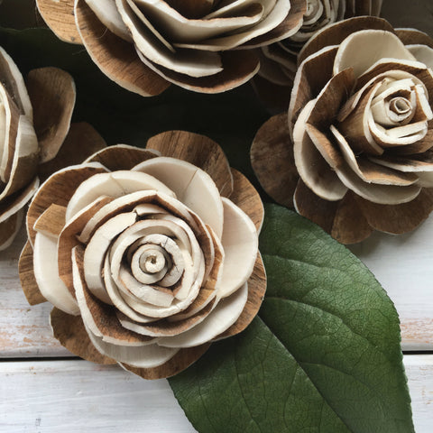 Wood Rose-sold by the dozen- multiple sizes - sola wood flowers wholesale